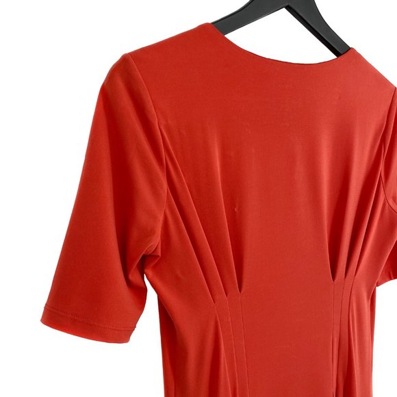 CATHERINE MALANDRINO Tangy Apricot Pleated Sheath Dress Size M - Picture 16 of 16